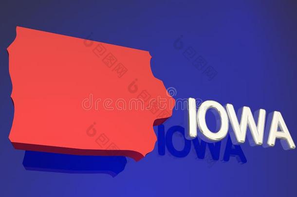 爱荷华州inabsentia缺席红色的国家地图名字