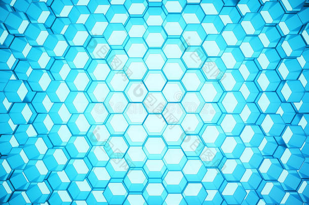 抽象的蓝色关于未来的表面六边形模式,六边形al英语字母表的第8个字母