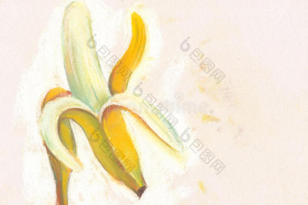 香蕉说明和自然的彩色粉笔比喻.