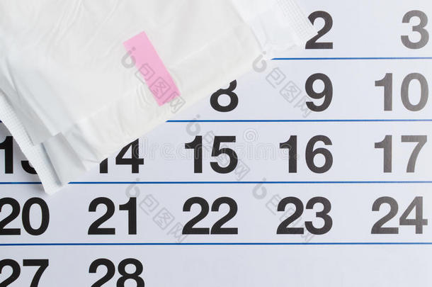 月经的日历和卫生棉条和垫.月经时间.hygiene卫生
