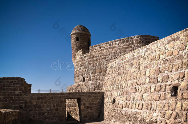 毁坏关于卡拉特堡垒在近处麦纳麦,巴林。1861年以后英国为他的保护国