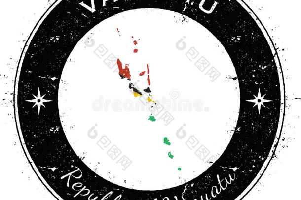 瓦努阿图圆形的爱国的徽章.