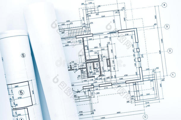 名册关于建筑学的蓝图向技术的计划关于房屋