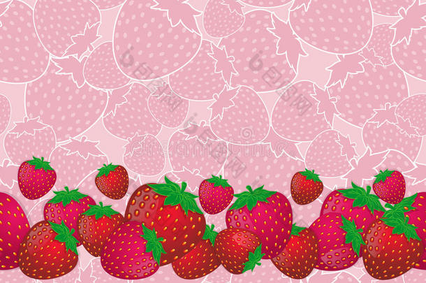 草莓混合和粉红色的草莓背景,无缝的模式