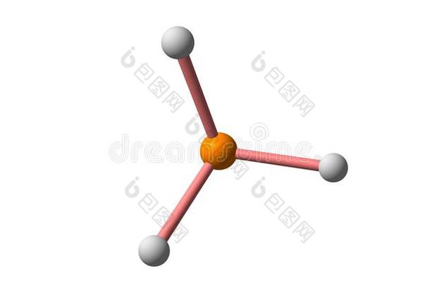 磷化氢分子的结构隔离的向白色的