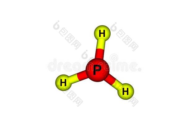 磷化氢分子的结构隔离的向白色的