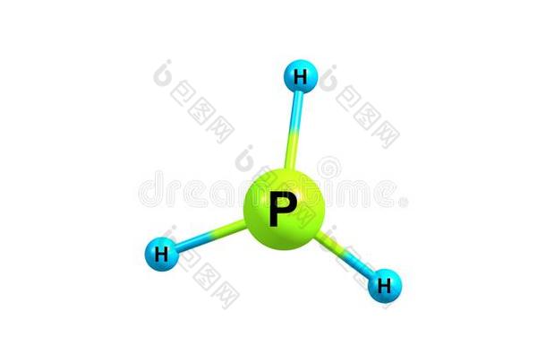 磷化氢分子的结构隔离的向白色的