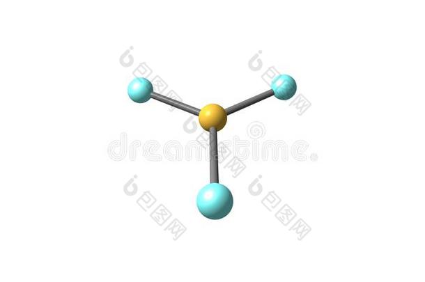 硼trifluoride分子的结构隔离的向白色的