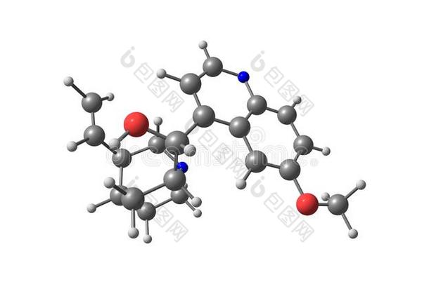 奎宁分子的结构隔离的向白色的