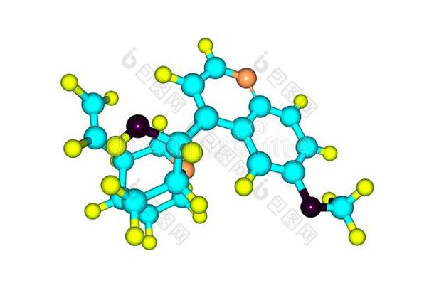 奎宁分子的结构隔离的向白色的