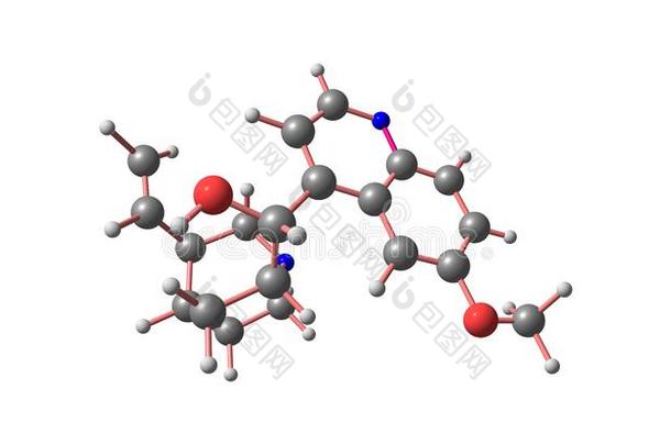 奎宁分子的结构隔离的向白色的