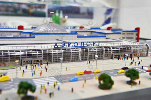 小型的模型关于机场建筑物采用俄罗斯帝国