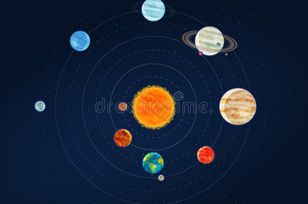 太阳的体系,星系信息图.空间,天文学,行星和