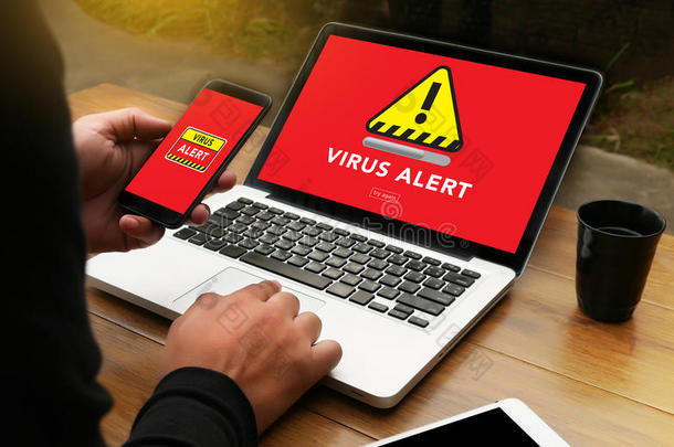 病毒警觉的警告数字的吃草防火墙黑客保护