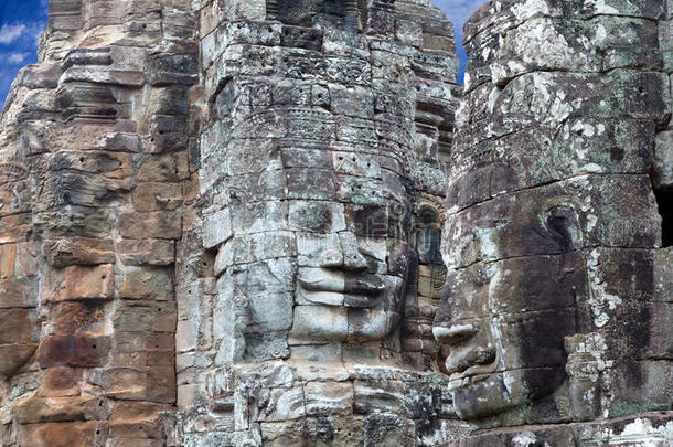 巨人石头面容在Pras在巴永庙,柬埔寨