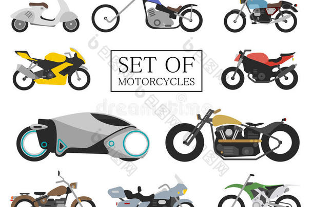 放置关于摩托车偶像.制动火箭和现代的平的自行车.速度比赛和