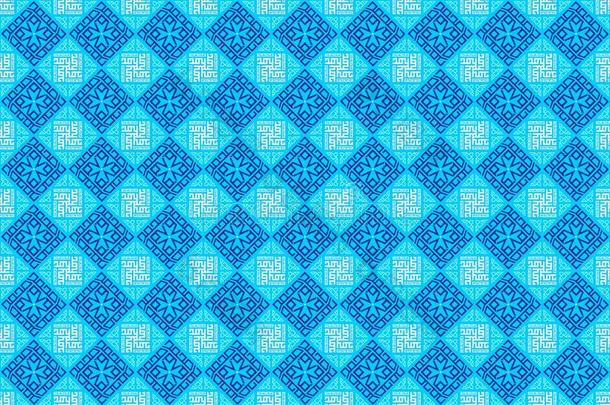 东方的阿拉伯的几何学的装饰的瓦片采用软的蓝色颜色波黑