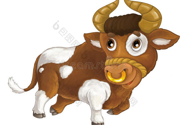 漫画幸福的农场动物-欢乐的公<strong>牛</strong>是（be的三单形式跑步微笑的和