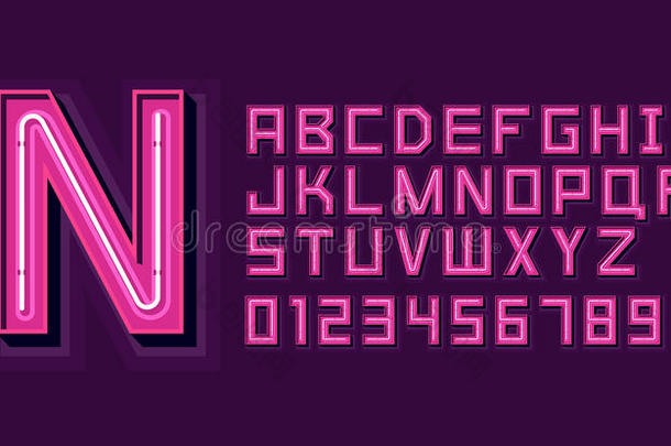 粉红色的氖光字母表字体