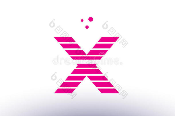 字母x粉红色的<strong>紫色</strong>的线条条纹字母表信标识矢量样板