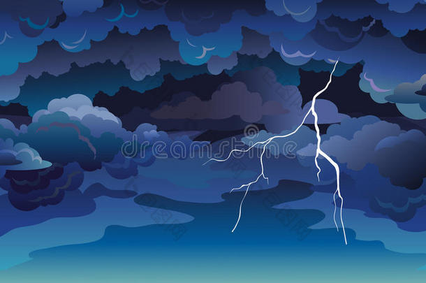 以天空为主题的画和云和闪电般的.