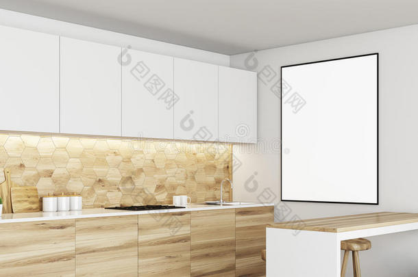 白色的和木制的厨房,海报面