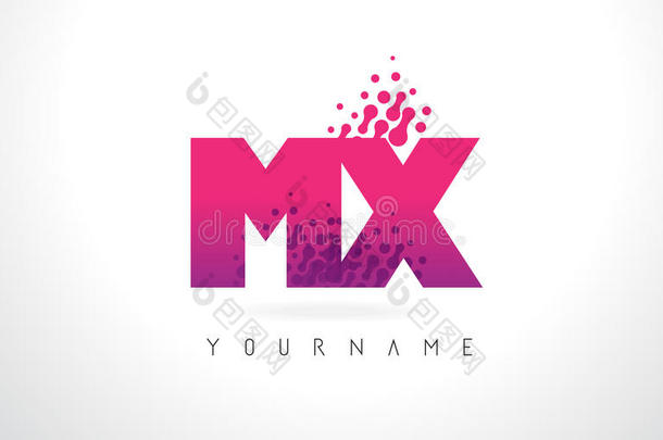 英语字母表的第13个字母exico墨西哥英语字母表的第13个字母字母x信标识和粉红色的紫色的颜色和微粒点design设计