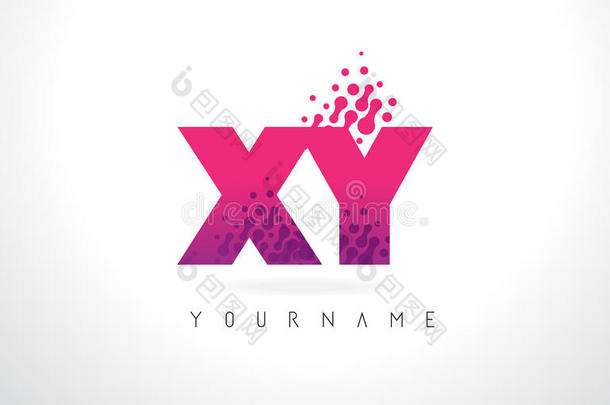 氧字母x英语字母表的第25个字母信标识和粉红色的<strong>紫色</strong>的颜色和微粒点design设计