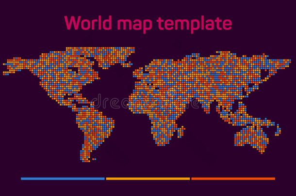 世界地图马赛克样板轮廓矢量