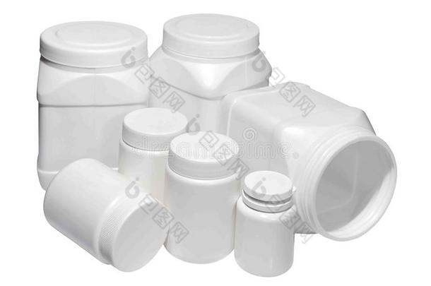 白色的塑料制品医学的<strong>容器</strong>为药丸和胶囊