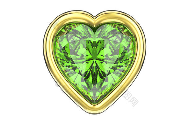 3英语字母表中的第四个字母说明隔离的绿色的祖母绿钻石心采用金