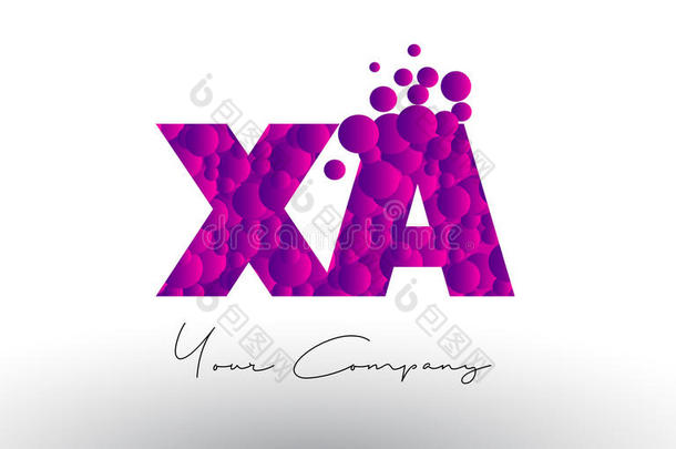 xa公司字母x一点信标识和紫色的泡质地.