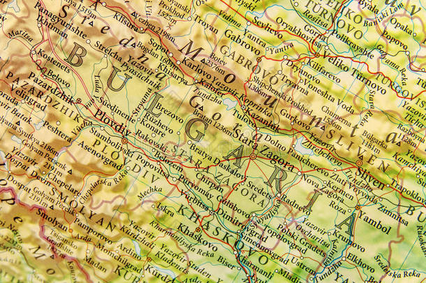 地理学的地图关于欧洲的国家保加利亚和重要的花旗集团