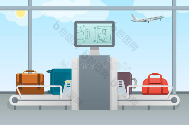 运送者腰带运送安全机场行李扫描器和contents内容
