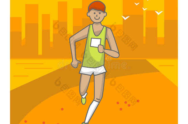 跑步男人.颜色运动海报,照片或横幅.Vect或illust