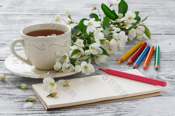 爱卡片采用夏花束关于温和的bloom采用g苹果和茶水采用