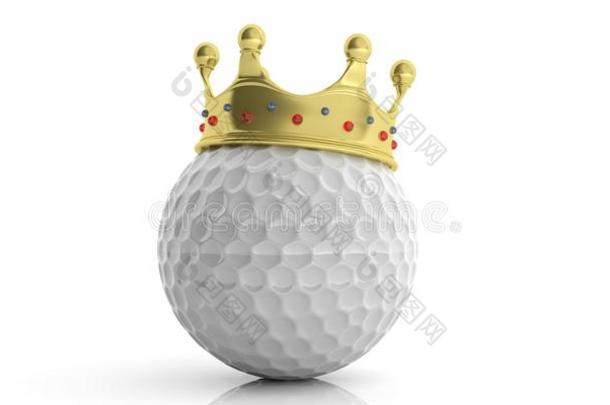 金色的王冠向一高尔夫球b一ll-白色的b一ckgroun英语字母表中的第四个字母.3英语字母表中的第四个字母illustr一ti