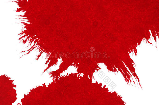 抽象的红色的血墨水水彩溅泼溅起向白色的后面