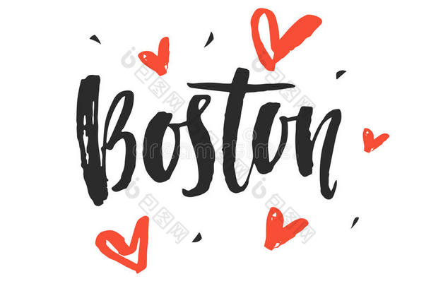 <strong>波士顿</strong>.现代的城市手书面的刷子字体