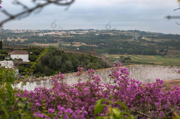 看法从中古的葡萄牙人城市关于奥比杜什墙:风景