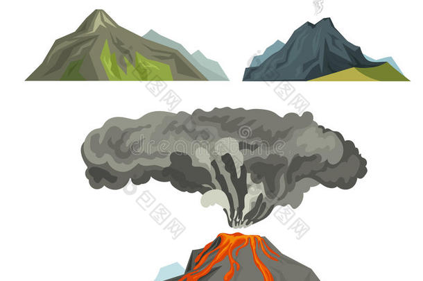 火山岩浆自然吹风在上面和烟火山的er在上面tion盥洗室