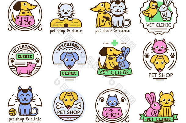 宠物徽章矢量图解的张贴物放置家庭的证章猫狗英语字母表的第22个字母