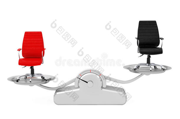 红色的和黑的皮老板办公室椅子配平向一简单的wickets三柱门