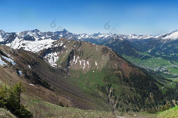 fellhorn山顶和看法向小森林河谷