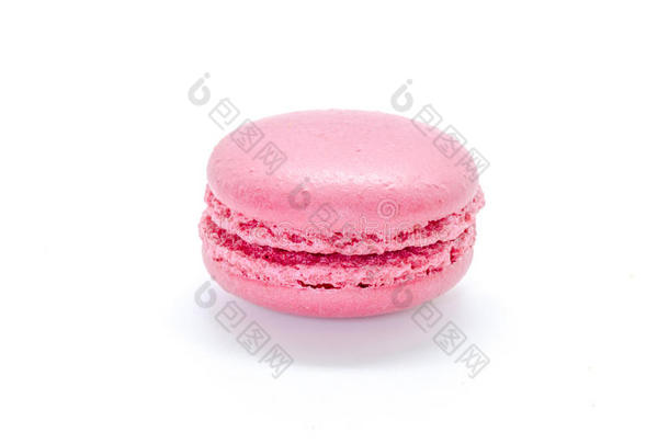 粉红色的蛋白杏仁饼干隔离的向一白色的b一ckground.