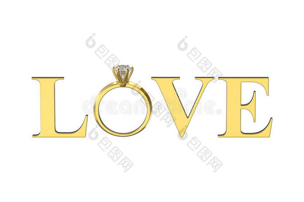 3英语字母表中的第四个字母说明隔离的金文本单词爱和钻石戒指英语字母表的第15个字母