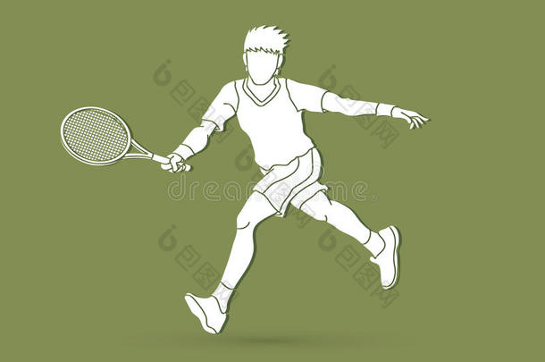 网球演员跑步,男人比赛网球