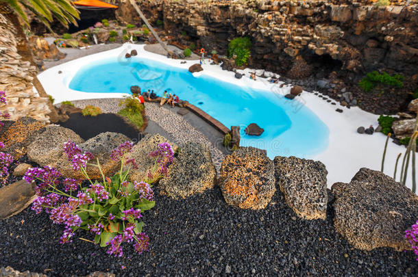 ♪Jameos♪微分算子水、泉水池采用火山的洞穴,兰萨罗特岛,Spa采用