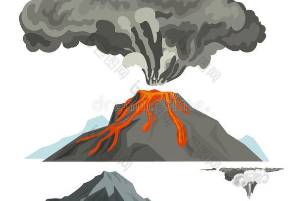 火山岩浆自然吹风在上面和烟火山的er在上面tion盥洗室