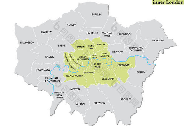 管理的和政治的地图关于内部的伦敦,法定的挑战